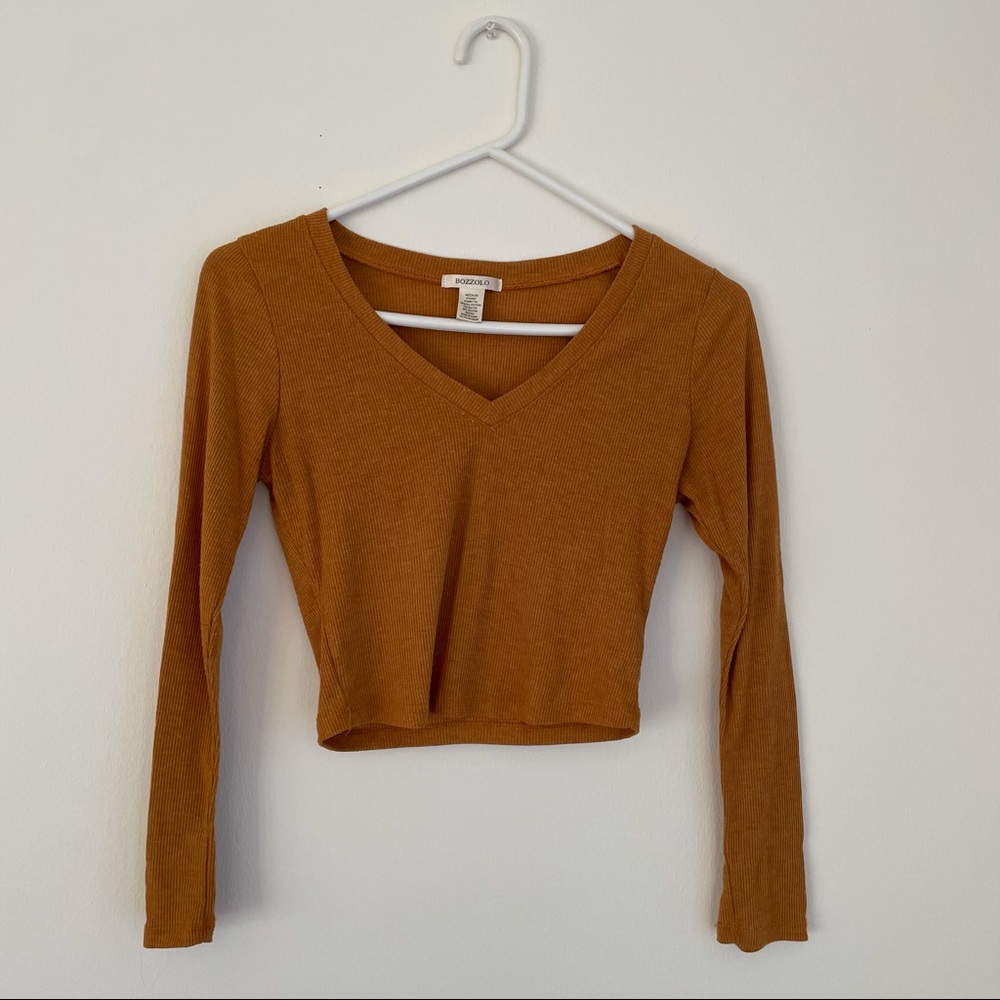 Mustard cropped long sleeve - size medium